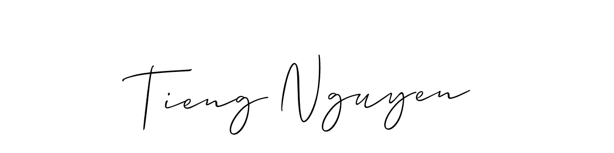 How to make Tieng Nguyen name signature. Use Allison_Script style for creating short signs online. This is the latest handwritten sign. Tieng Nguyen signature style 2 images and pictures png