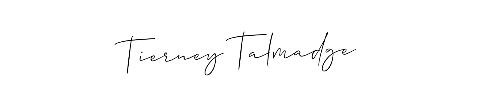 How to make Tierney Talmadge name signature. Use Allison_Script style for creating short signs online. This is the latest handwritten sign. Tierney Talmadge signature style 2 images and pictures png