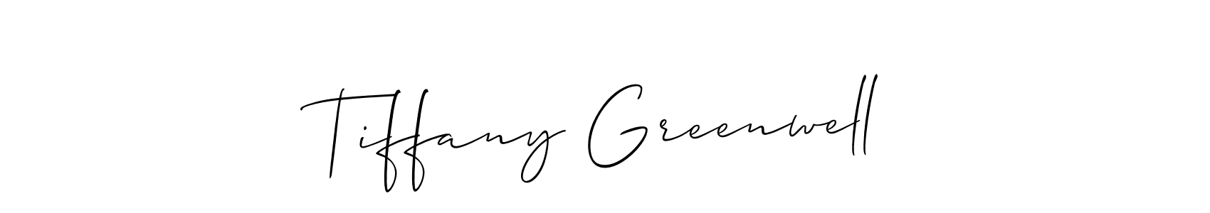 The best way (Allison_Script) to make a short signature is to pick only two or three words in your name. The name Tiffany Greenwell include a total of six letters. For converting this name. Tiffany Greenwell signature style 2 images and pictures png