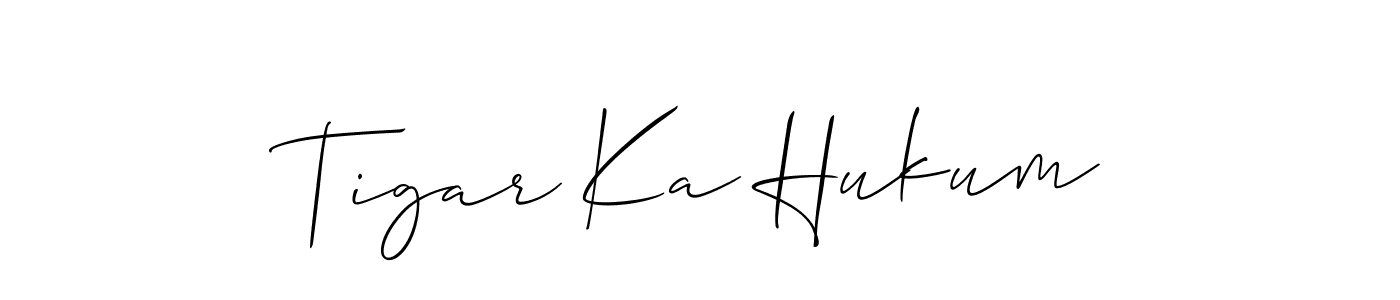 Also You can easily find your signature by using the search form. We will create Tigar Ka Hukum name handwritten signature images for you free of cost using Allison_Script sign style. Tigar Ka Hukum signature style 2 images and pictures png