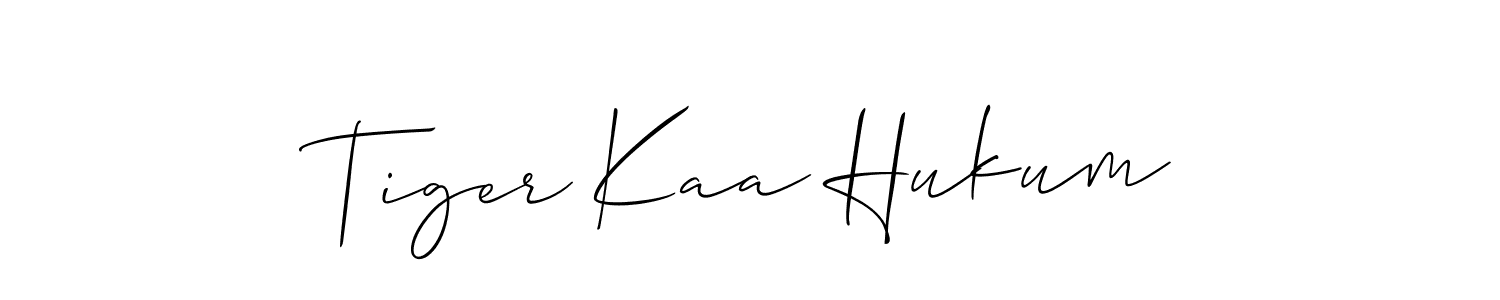 Also You can easily find your signature by using the search form. We will create Tiger Kaa Hukum name handwritten signature images for you free of cost using Allison_Script sign style. Tiger Kaa Hukum signature style 2 images and pictures png