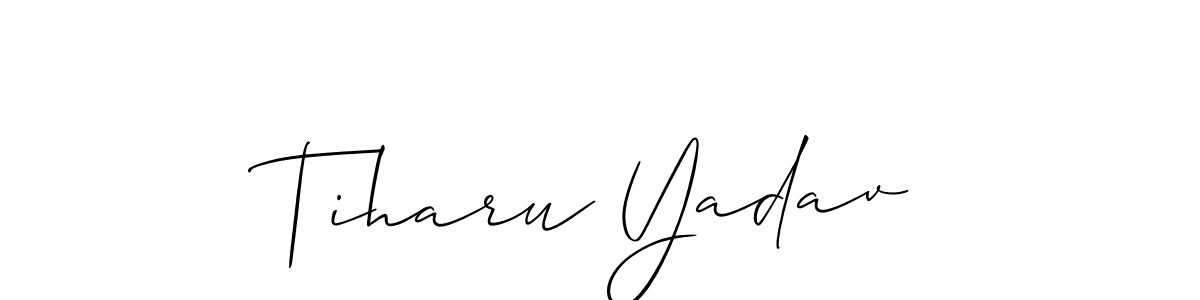 Allison_Script is a professional signature style that is perfect for those who want to add a touch of class to their signature. It is also a great choice for those who want to make their signature more unique. Get Tiharu Yadav name to fancy signature for free. Tiharu Yadav signature style 2 images and pictures png