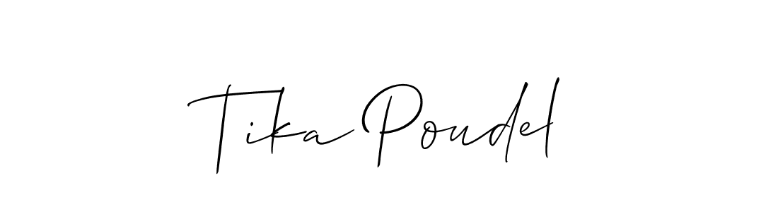 It looks lik you need a new signature style for name Tika Poudel. Design unique handwritten (Allison_Script) signature with our free signature maker in just a few clicks. Tika Poudel signature style 2 images and pictures png