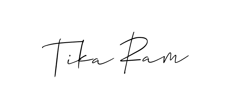 Also You can easily find your signature by using the search form. We will create Tika Ram name handwritten signature images for you free of cost using Allison_Script sign style. Tika Ram signature style 2 images and pictures png