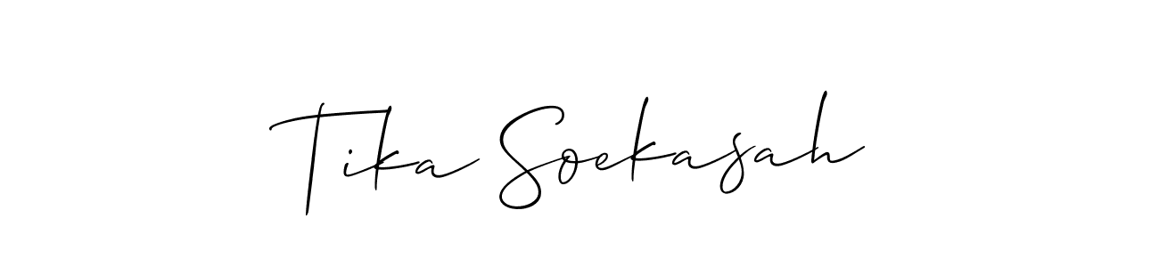 if you are searching for the best signature style for your name Tika Soekasah. so please give up your signature search. here we have designed multiple signature styles  using Allison_Script. Tika Soekasah signature style 2 images and pictures png