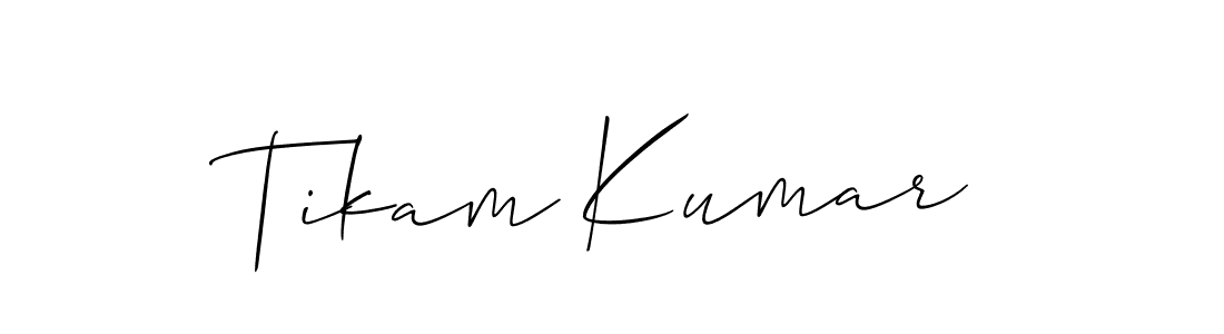 if you are searching for the best signature style for your name Tikam Kumar. so please give up your signature search. here we have designed multiple signature styles  using Allison_Script. Tikam Kumar signature style 2 images and pictures png