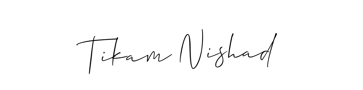 Make a beautiful signature design for name Tikam Nishad. With this signature (Allison_Script) style, you can create a handwritten signature for free. Tikam Nishad signature style 2 images and pictures png