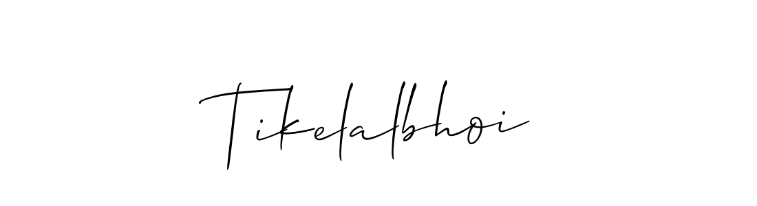 The best way (Allison_Script) to make a short signature is to pick only two or three words in your name. The name Tikelalbhoi include a total of six letters. For converting this name. Tikelalbhoi signature style 2 images and pictures png