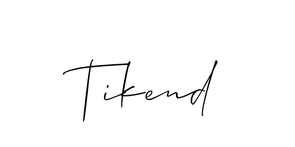 It looks lik you need a new signature style for name Tikend. Design unique handwritten (Allison_Script) signature with our free signature maker in just a few clicks. Tikend signature style 2 images and pictures png