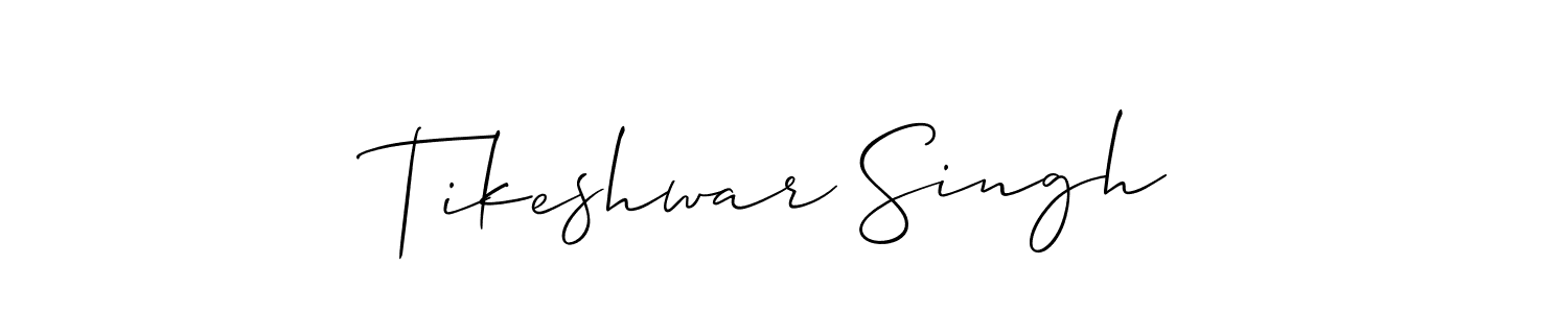 The best way (Allison_Script) to make a short signature is to pick only two or three words in your name. The name Tikeshwar Singh include a total of six letters. For converting this name. Tikeshwar Singh signature style 2 images and pictures png