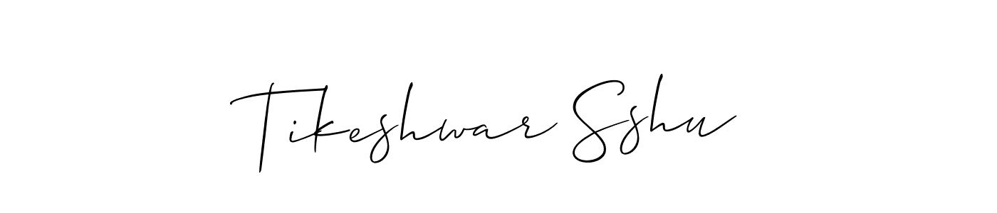 How to make Tikeshwar Sshu name signature. Use Allison_Script style for creating short signs online. This is the latest handwritten sign. Tikeshwar Sshu signature style 2 images and pictures png