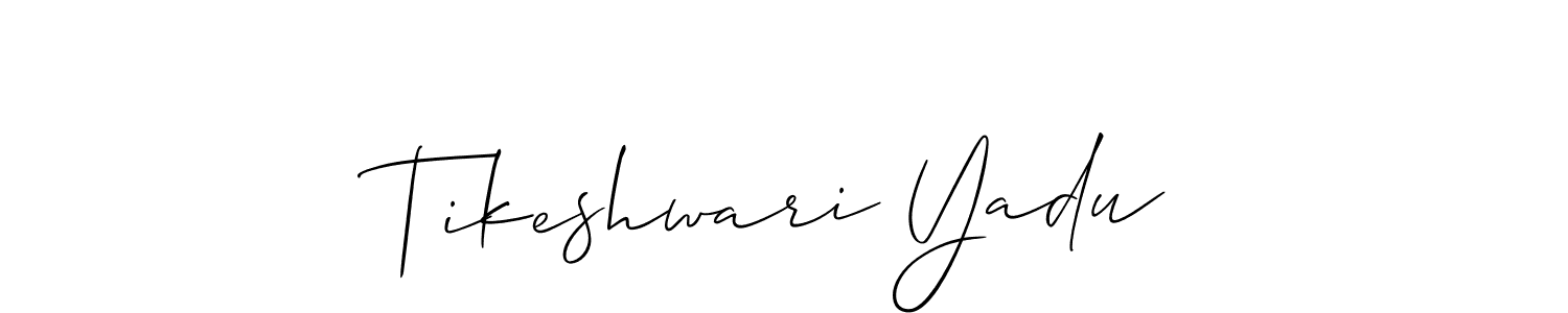 The best way (Allison_Script) to make a short signature is to pick only two or three words in your name. The name Tikeshwari Yadu include a total of six letters. For converting this name. Tikeshwari Yadu signature style 2 images and pictures png