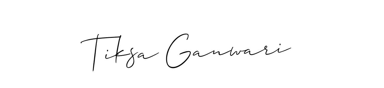 Allison_Script is a professional signature style that is perfect for those who want to add a touch of class to their signature. It is also a great choice for those who want to make their signature more unique. Get Tiksa Ganwari name to fancy signature for free. Tiksa Ganwari signature style 2 images and pictures png