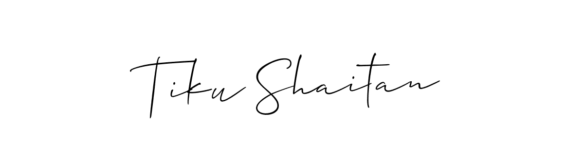 Make a beautiful signature design for name Tiku Shaitan. With this signature (Allison_Script) style, you can create a handwritten signature for free. Tiku Shaitan signature style 2 images and pictures png