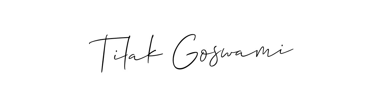 Similarly Allison_Script is the best handwritten signature design. Signature creator online .You can use it as an online autograph creator for name Tilak Goswami. Tilak Goswami signature style 2 images and pictures png
