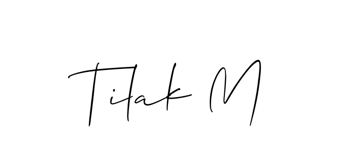 Also You can easily find your signature by using the search form. We will create Tilak M name handwritten signature images for you free of cost using Allison_Script sign style. Tilak M signature style 2 images and pictures png