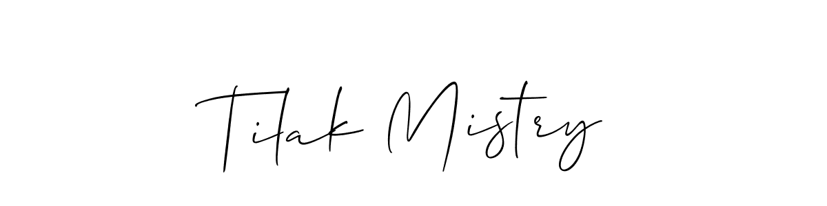 How to make Tilak Mistry name signature. Use Allison_Script style for creating short signs online. This is the latest handwritten sign. Tilak Mistry signature style 2 images and pictures png