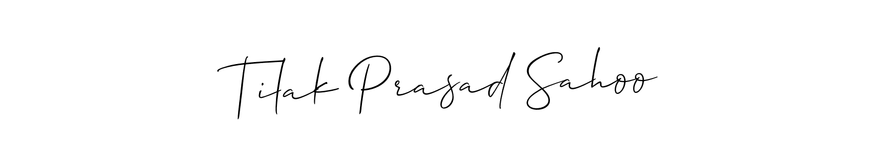 How to make Tilak Prasad Sahoo name signature. Use Allison_Script style for creating short signs online. This is the latest handwritten sign. Tilak Prasad Sahoo signature style 2 images and pictures png