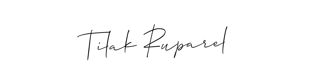 Use a signature maker to create a handwritten signature online. With this signature software, you can design (Allison_Script) your own signature for name Tilak Ruparel. Tilak Ruparel signature style 2 images and pictures png