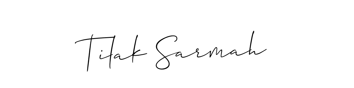 How to make Tilak Sarmah name signature. Use Allison_Script style for creating short signs online. This is the latest handwritten sign. Tilak Sarmah signature style 2 images and pictures png