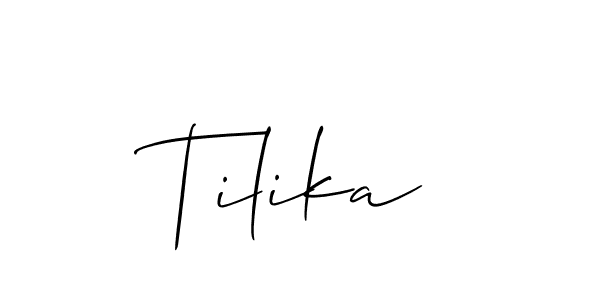 It looks lik you need a new signature style for name Tilika. Design unique handwritten (Allison_Script) signature with our free signature maker in just a few clicks. Tilika signature style 2 images and pictures png