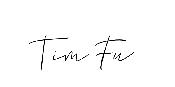 Make a beautiful signature design for name Tim Fu. With this signature (Allison_Script) style, you can create a handwritten signature for free. Tim Fu signature style 2 images and pictures png