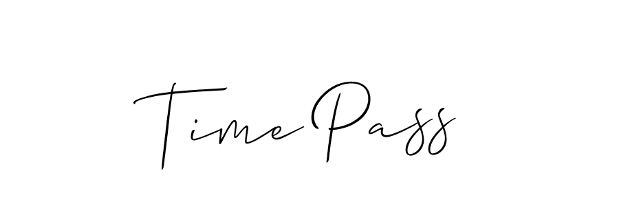 Create a beautiful signature design for name Time Pass. With this signature (Allison_Script) fonts, you can make a handwritten signature for free. Time Pass signature style 2 images and pictures png