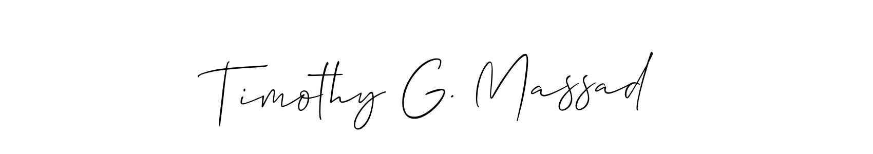 It looks lik you need a new signature style for name Timothy G. Massad. Design unique handwritten (Allison_Script) signature with our free signature maker in just a few clicks. Timothy G. Massad signature style 2 images and pictures png