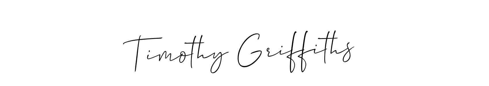 The best way (Allison_Script) to make a short signature is to pick only two or three words in your name. The name Timothy Griffiths include a total of six letters. For converting this name. Timothy Griffiths signature style 2 images and pictures png