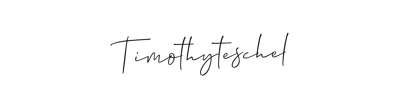 How to make Timothyteschel name signature. Use Allison_Script style for creating short signs online. This is the latest handwritten sign. Timothyteschel signature style 2 images and pictures png