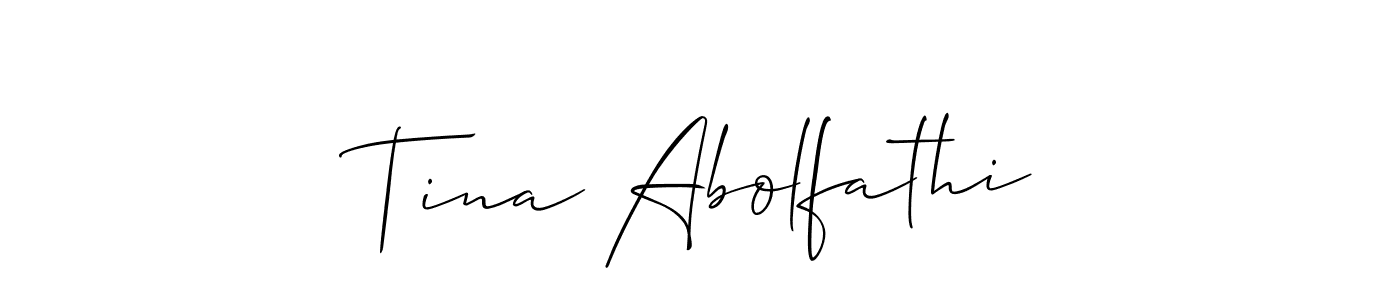 Similarly Allison_Script is the best handwritten signature design. Signature creator online .You can use it as an online autograph creator for name Tina Abolfathi. Tina Abolfathi signature style 2 images and pictures png
