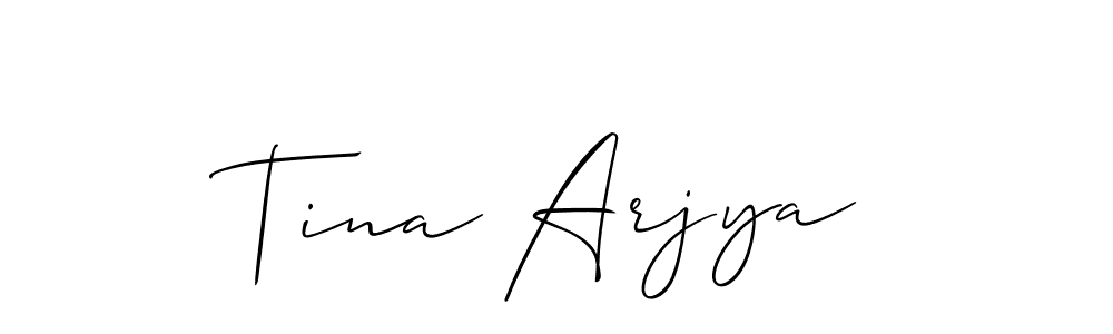 Similarly Allison_Script is the best handwritten signature design. Signature creator online .You can use it as an online autograph creator for name Tina Arjya. Tina Arjya signature style 2 images and pictures png