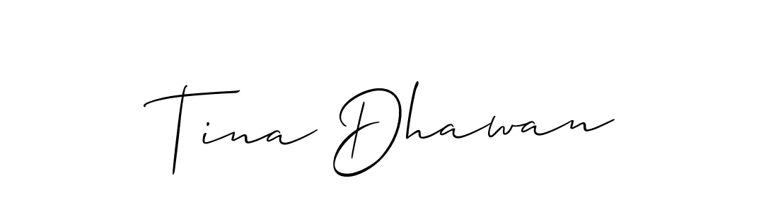 Create a beautiful signature design for name Tina Dhawan. With this signature (Allison_Script) fonts, you can make a handwritten signature for free. Tina Dhawan signature style 2 images and pictures png