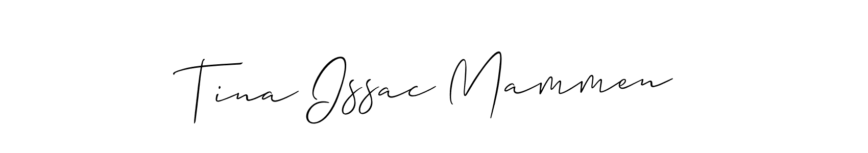 The best way (Allison_Script) to make a short signature is to pick only two or three words in your name. The name Tina Issac Mammen include a total of six letters. For converting this name. Tina Issac Mammen signature style 2 images and pictures png