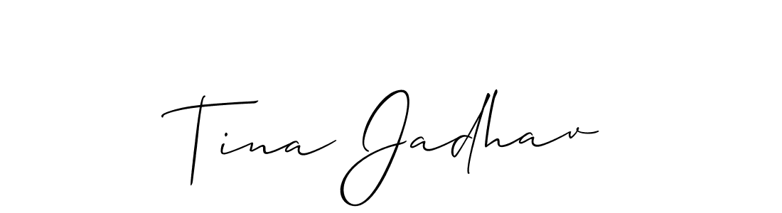 The best way (Allison_Script) to make a short signature is to pick only two or three words in your name. The name Tina Jadhav include a total of six letters. For converting this name. Tina Jadhav signature style 2 images and pictures png