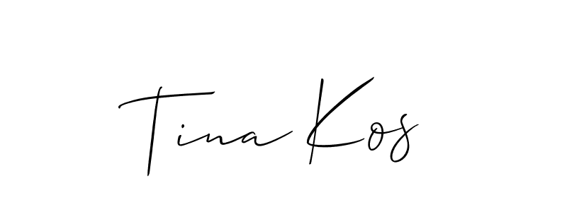 You should practise on your own different ways (Allison_Script) to write your name (Tina Kos) in signature. don't let someone else do it for you. Tina Kos signature style 2 images and pictures png