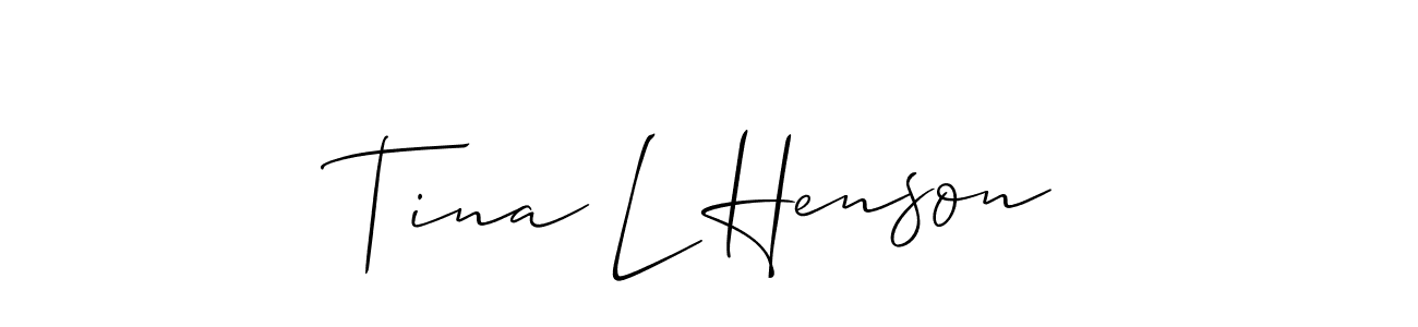 It looks lik you need a new signature style for name Tina L Henson. Design unique handwritten (Allison_Script) signature with our free signature maker in just a few clicks. Tina L Henson signature style 2 images and pictures png