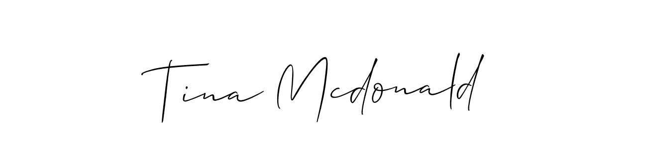 It looks lik you need a new signature style for name Tina Mcdonald. Design unique handwritten (Allison_Script) signature with our free signature maker in just a few clicks. Tina Mcdonald signature style 2 images and pictures png