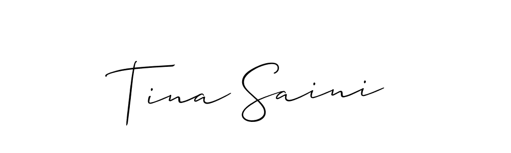 Make a short Tina Saini signature style. Manage your documents anywhere anytime using Allison_Script. Create and add eSignatures, submit forms, share and send files easily. Tina Saini signature style 2 images and pictures png