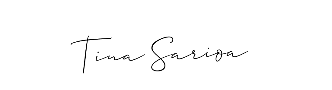 Allison_Script is a professional signature style that is perfect for those who want to add a touch of class to their signature. It is also a great choice for those who want to make their signature more unique. Get Tina Sarioa name to fancy signature for free. Tina Sarioa signature style 2 images and pictures png