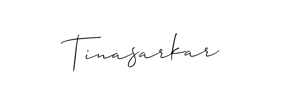 Use a signature maker to create a handwritten signature online. With this signature software, you can design (Allison_Script) your own signature for name Tinasarkar. Tinasarkar signature style 2 images and pictures png