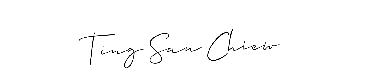 How to make Ting San Chiew name signature. Use Allison_Script style for creating short signs online. This is the latest handwritten sign. Ting San Chiew signature style 2 images and pictures png