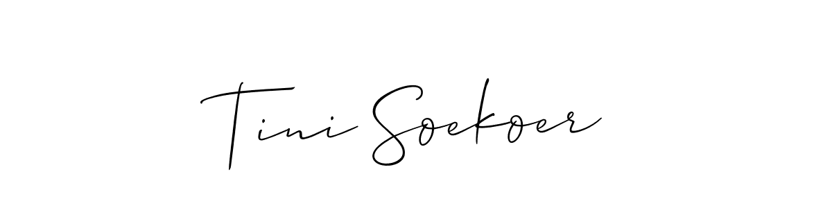 Make a short Tini Soekoer signature style. Manage your documents anywhere anytime using Allison_Script. Create and add eSignatures, submit forms, share and send files easily. Tini Soekoer signature style 2 images and pictures png