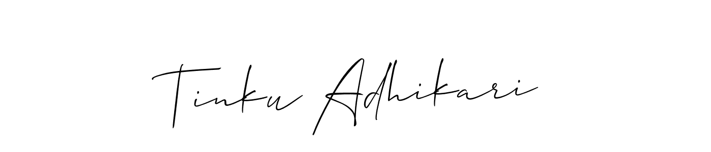 Create a beautiful signature design for name Tinku Adhikari. With this signature (Allison_Script) fonts, you can make a handwritten signature for free. Tinku Adhikari signature style 2 images and pictures png