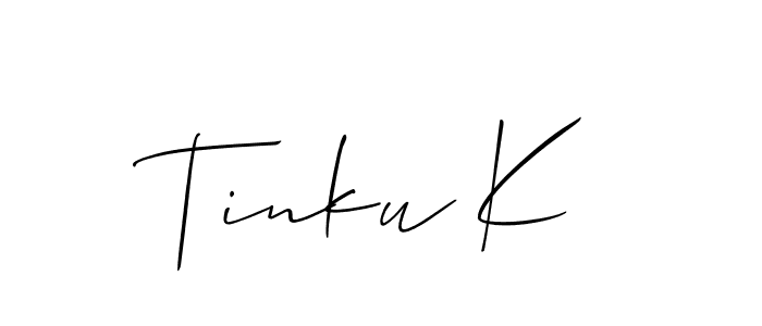 Use a signature maker to create a handwritten signature online. With this signature software, you can design (Allison_Script) your own signature for name Tinku K. Tinku K signature style 2 images and pictures png