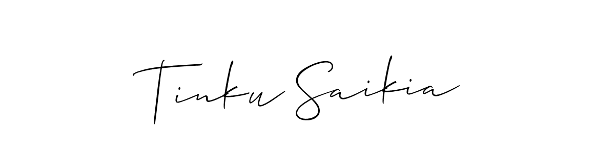 Make a beautiful signature design for name Tinku Saikia. With this signature (Allison_Script) style, you can create a handwritten signature for free. Tinku Saikia signature style 2 images and pictures png