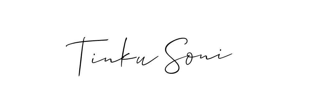 The best way (Allison_Script) to make a short signature is to pick only two or three words in your name. The name Tinku Soni include a total of six letters. For converting this name. Tinku Soni signature style 2 images and pictures png