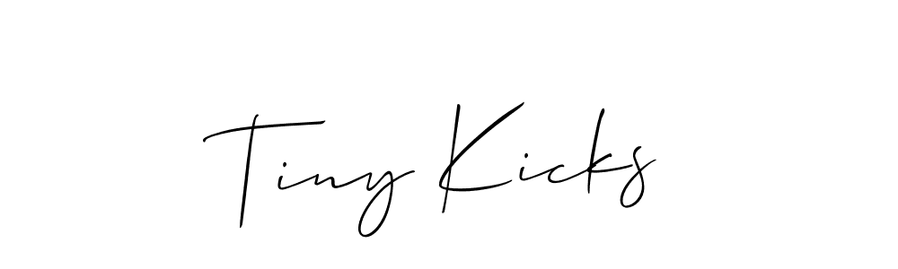 Create a beautiful signature design for name Tiny Kicks. With this signature (Allison_Script) fonts, you can make a handwritten signature for free. Tiny Kicks signature style 2 images and pictures png