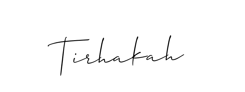 Allison_Script is a professional signature style that is perfect for those who want to add a touch of class to their signature. It is also a great choice for those who want to make their signature more unique. Get Tirhakah name to fancy signature for free. Tirhakah signature style 2 images and pictures png