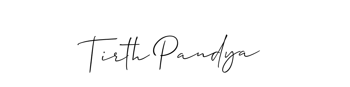 You should practise on your own different ways (Allison_Script) to write your name (Tirth Pandya) in signature. don't let someone else do it for you. Tirth Pandya signature style 2 images and pictures png